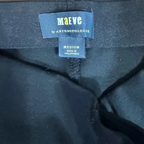 Anthropologie Maeve Black Pull On Slit-Back High Waisted Ponte Pants Pockets Med - Picture 6 of 6